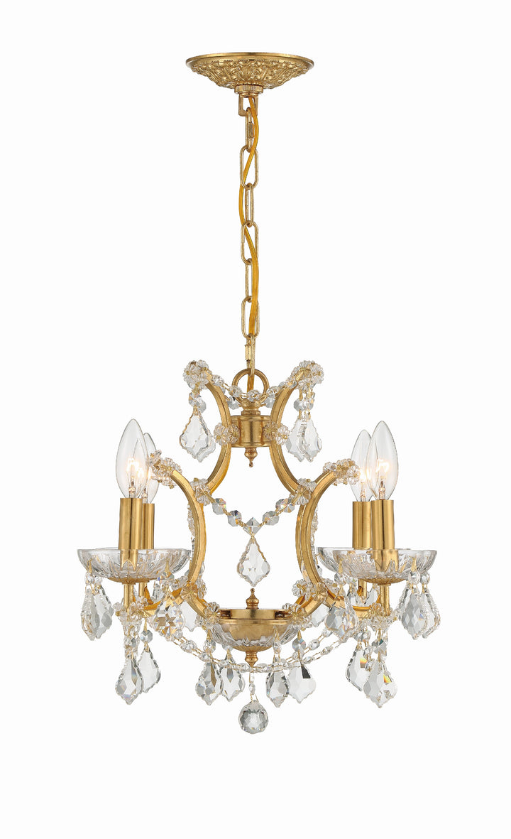 Crystorama Filmore 4 Light Hand Cut Crystal Antique Gold Mini Chandelier