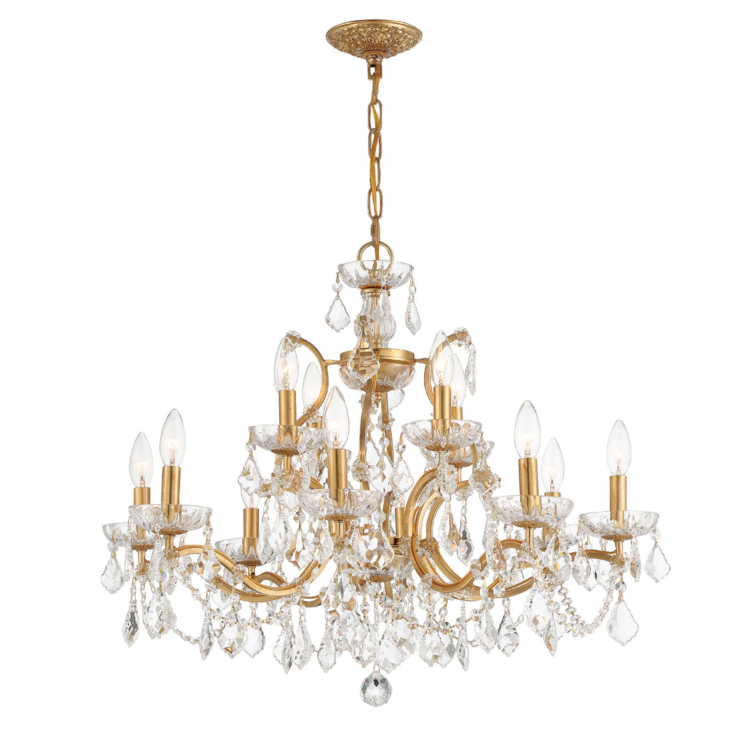 Filmore 12 Light Hand Cut Crystal Antique Gold Chandelier