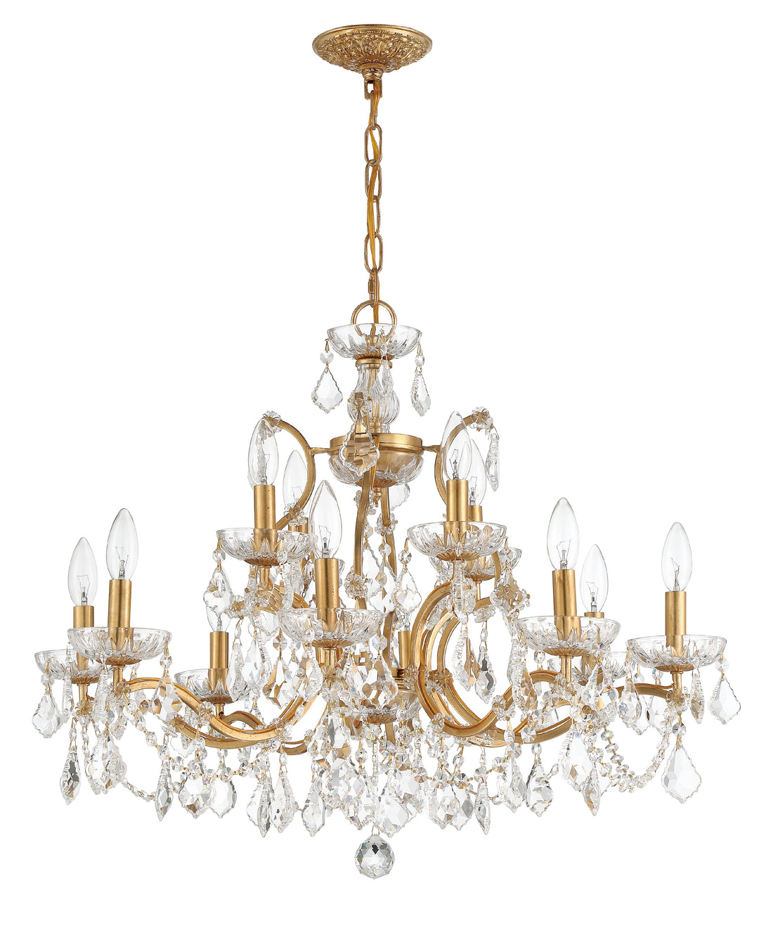 Crystorama Filmore 12 Light Hand Cut Crystal Antique Gold Chandelier