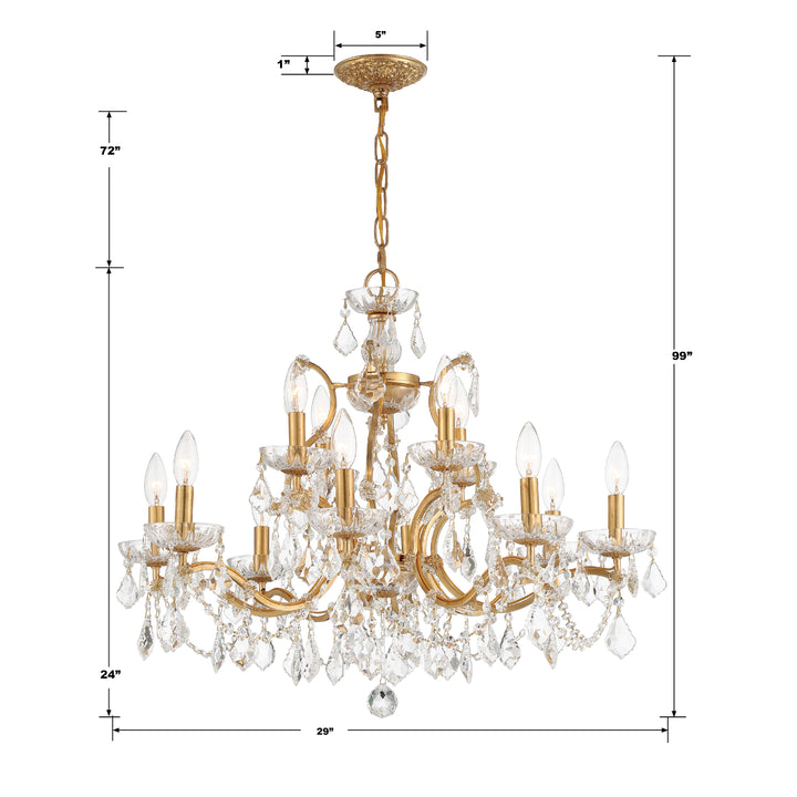 Crystorama Filmore 12 Light Hand Cut Crystal Antique Gold Chandelier