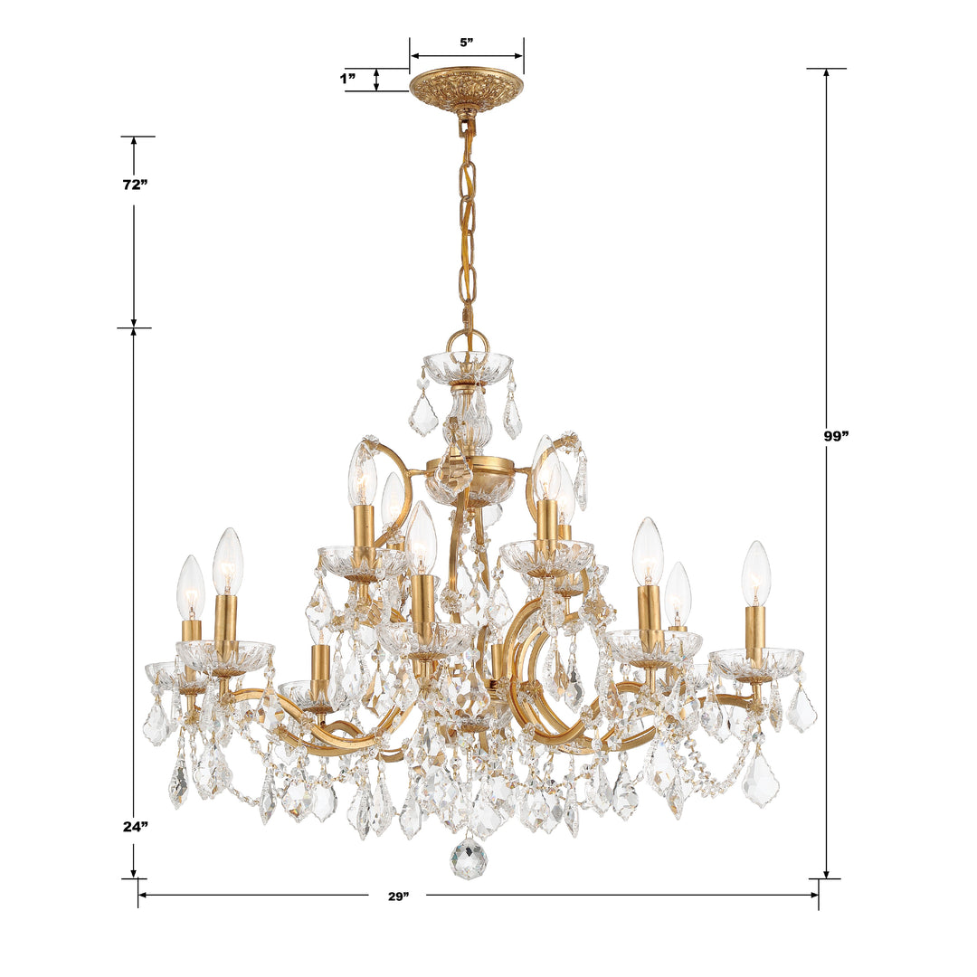 Crystorama Filmore 12 Light Hand Cut Crystal Antique Gold Chandelier