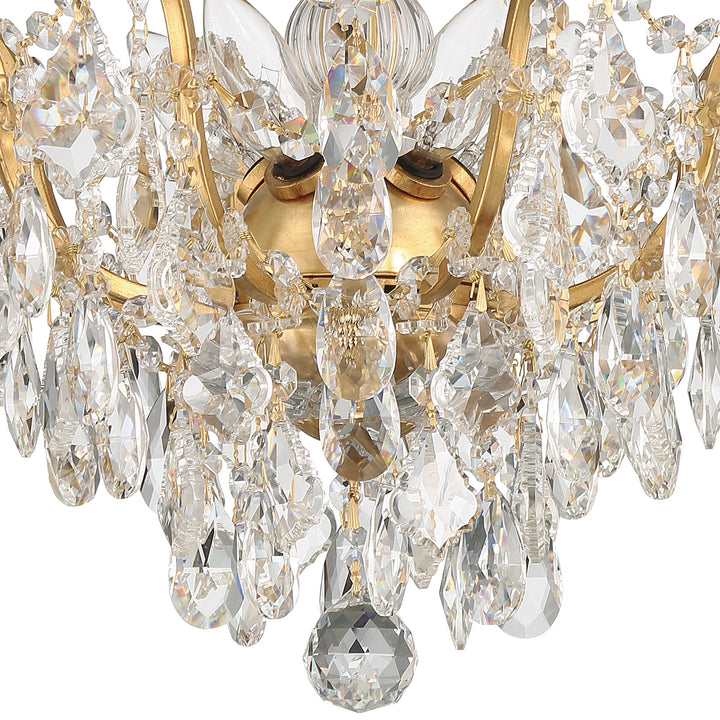 Crystorama Filmore 5 Light Spectra Crystal Antique Gold Flush Mount