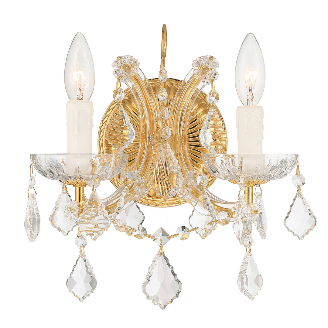 Maria Theresa 2 Light Spectra Crystal Gold Sconce