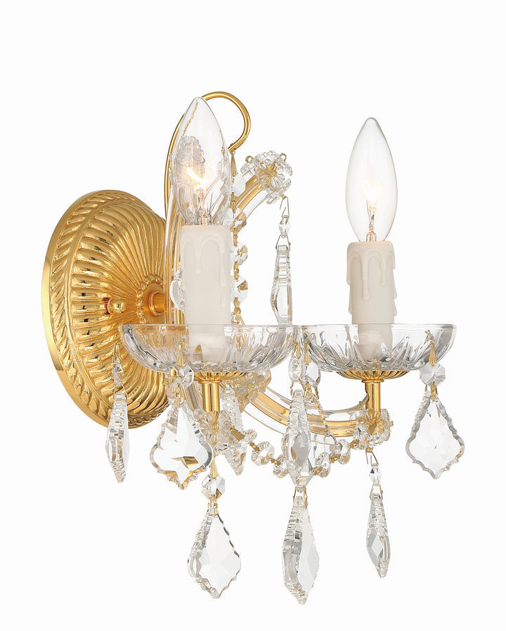 Crystorama Maria Theresa 2 Light Spectra Crystal Gold Sconce