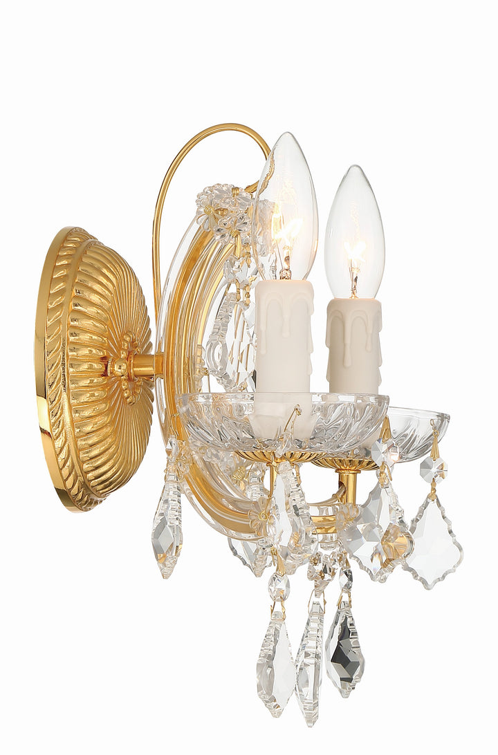 Crystorama Maria Theresa 2 Light Spectra Crystal Gold Sconce