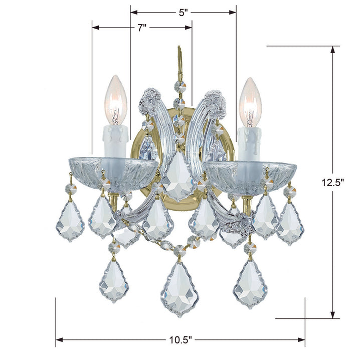 Crystorama Maria Theresa 2 Light Spectra Crystal Gold Sconce