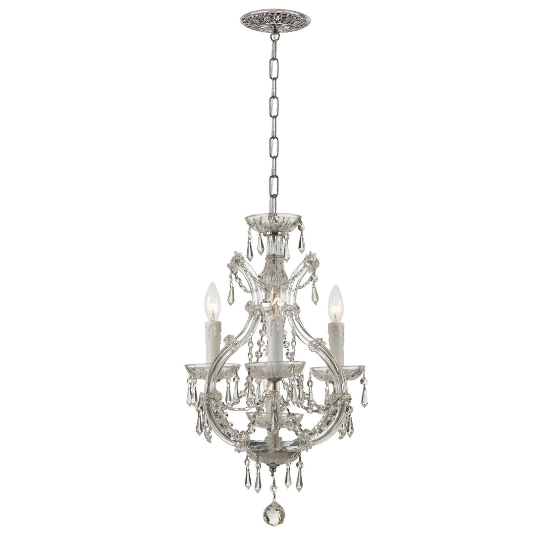 Maria Theresa 4 Light Clear Italian Crystal Polished Chrome Mini Chandelier