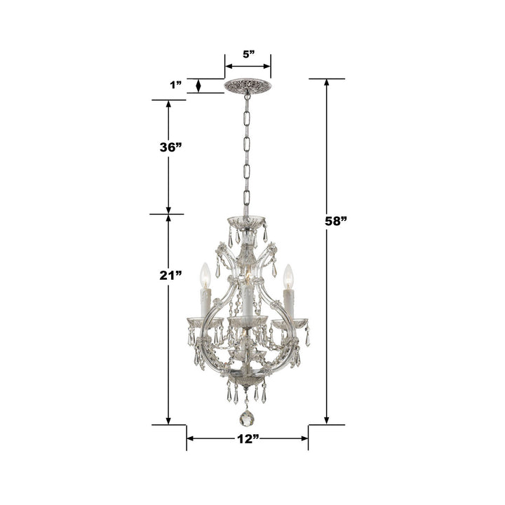 Crystorama Maria Theresa 4 Light Clear Italian Crystal Polished Chrome Mini Chandelier