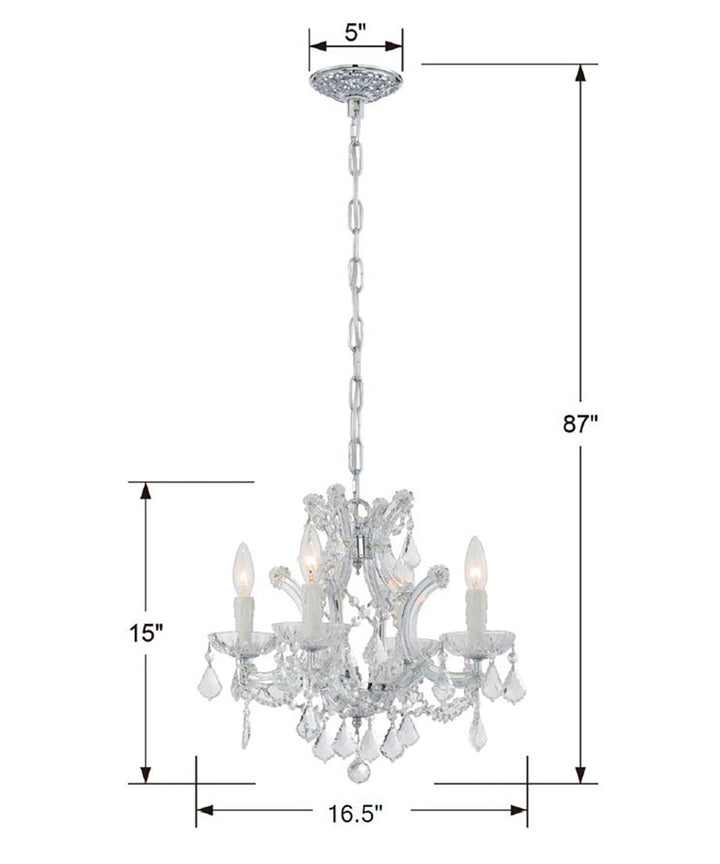 Crystorama Maria Theresa 4 Light Spectra Crystal Gold Mini Chandelier