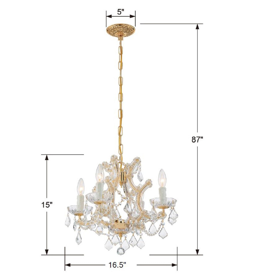 Crystorama Maria Theresa 4 Light Spectra Crystal Gold Mini Chandelier