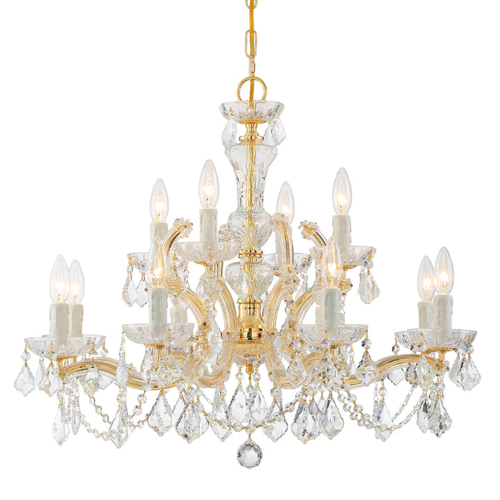 Crystorama Maria Theresa 12 Light Swarovski Strass Crystal Gold Chandelier