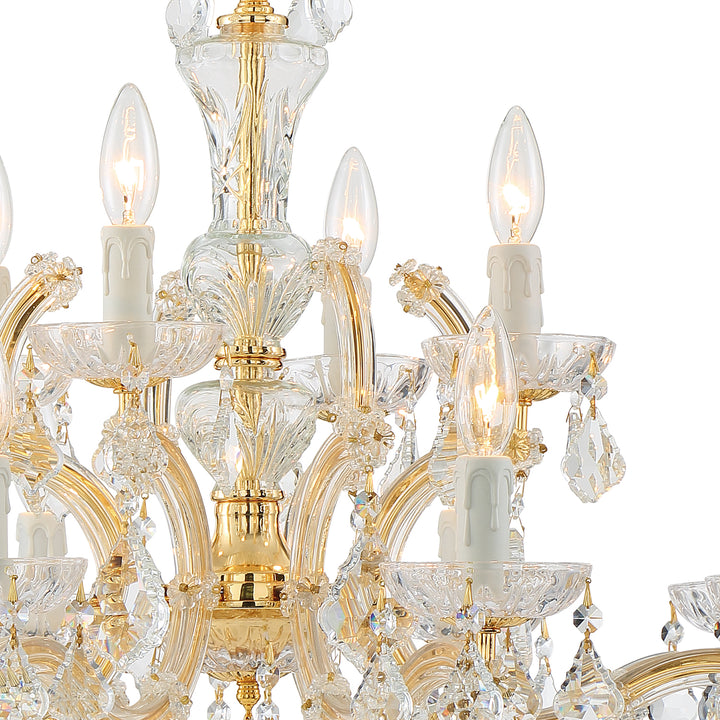 Crystorama Maria Theresa 12 Light Swarovski Strass Crystal Gold Chandelier