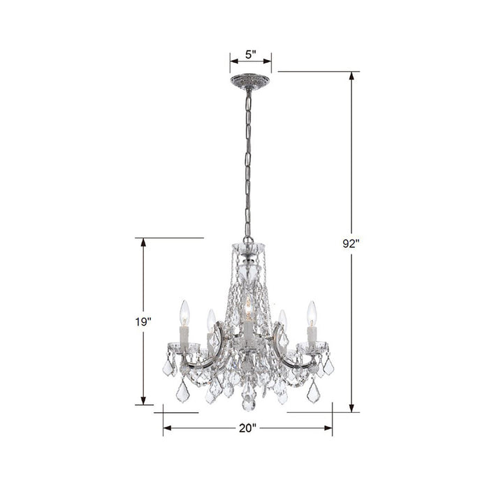 Crystorama Maria Theresa 5 Light Hand Cut Crystal Gold Chandelier