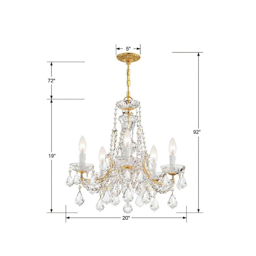 Crystorama Maria Theresa 5 Light Hand Cut Crystal Gold Chandelier