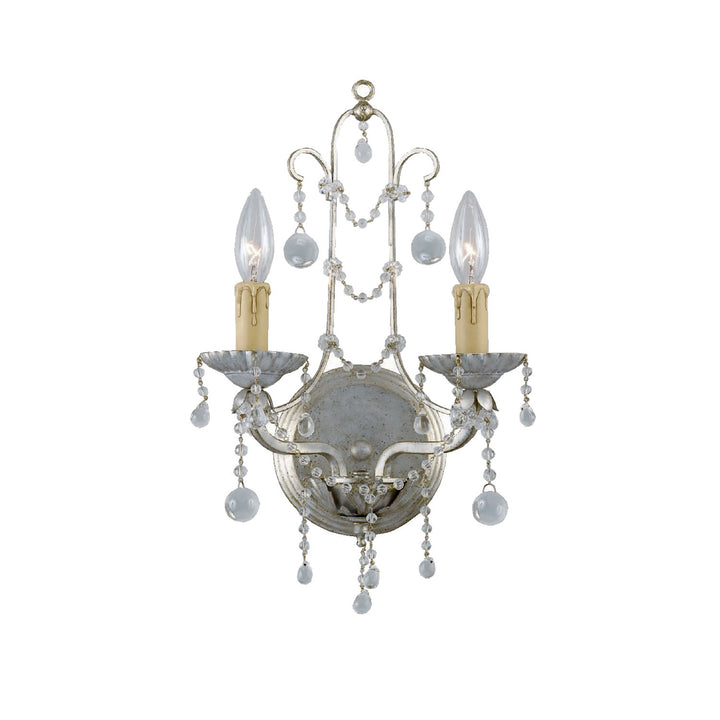 Crystorama Paris Market 2 Light Silver Leaf Sconce