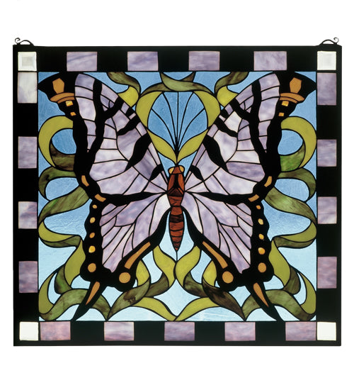 25"W X 23"H Butterfly Stained Glass Window