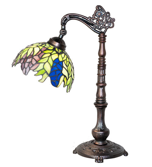 20" High Tiffany Honey Locust Bridge Arm Table Lamp