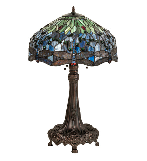 31" High Tiffany Hanginghead Dragonfly Table Lamp