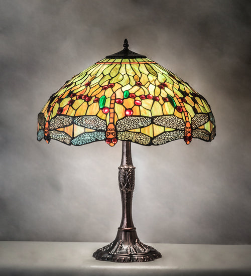 26" High Tiffany Hanginghead Dragonfly Table Lamp