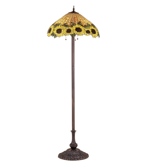 63"H Wicker Sunflower Floor Lamp