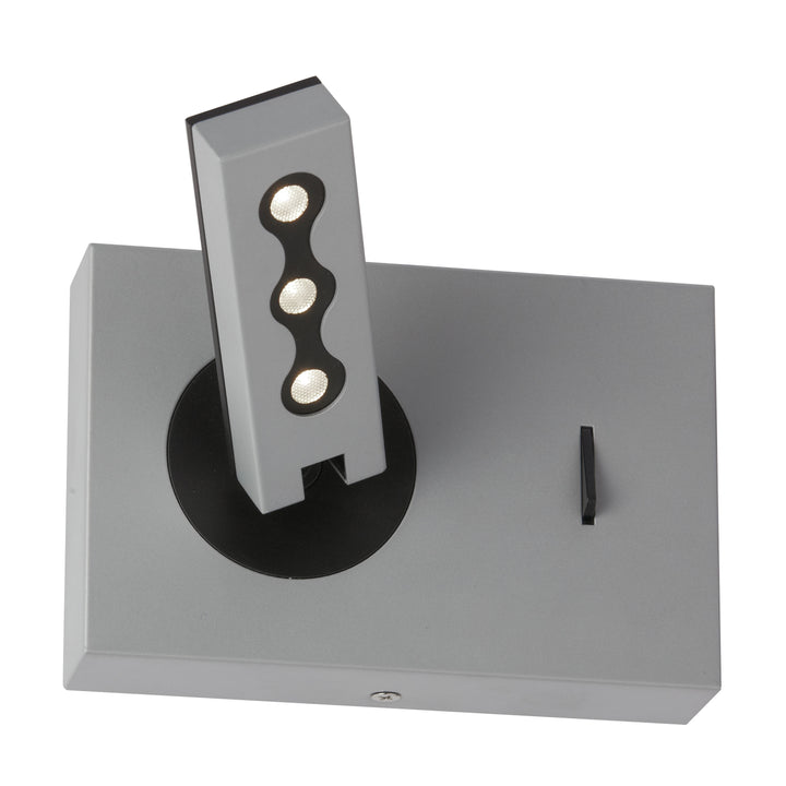 Dainolite Wall Sconce w/LED Reading Lamp, Silver Finish