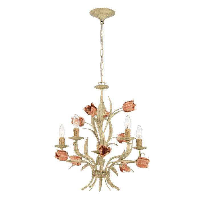 Crystorama Southport 5 Light Sage Rose Chandelier