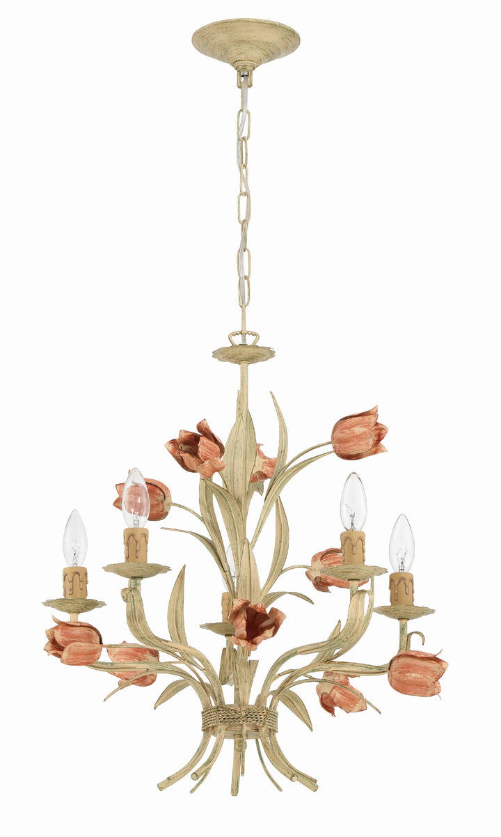 Crystorama Southport 5 Light Sage Rose Chandelier