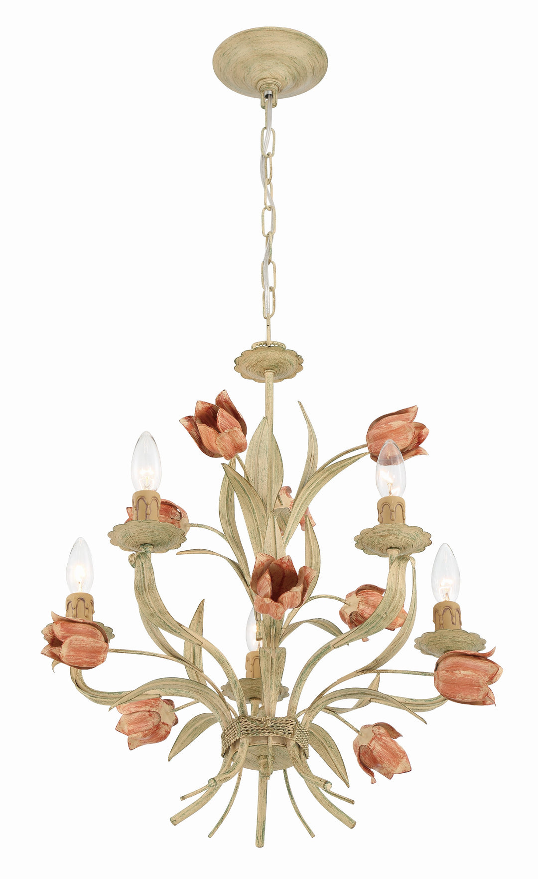 Crystorama Southport 5 Light Sage Rose Chandelier