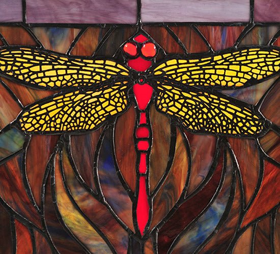 28"W X 10"H Tiffany Dragonfly Trio Stained Glass Window