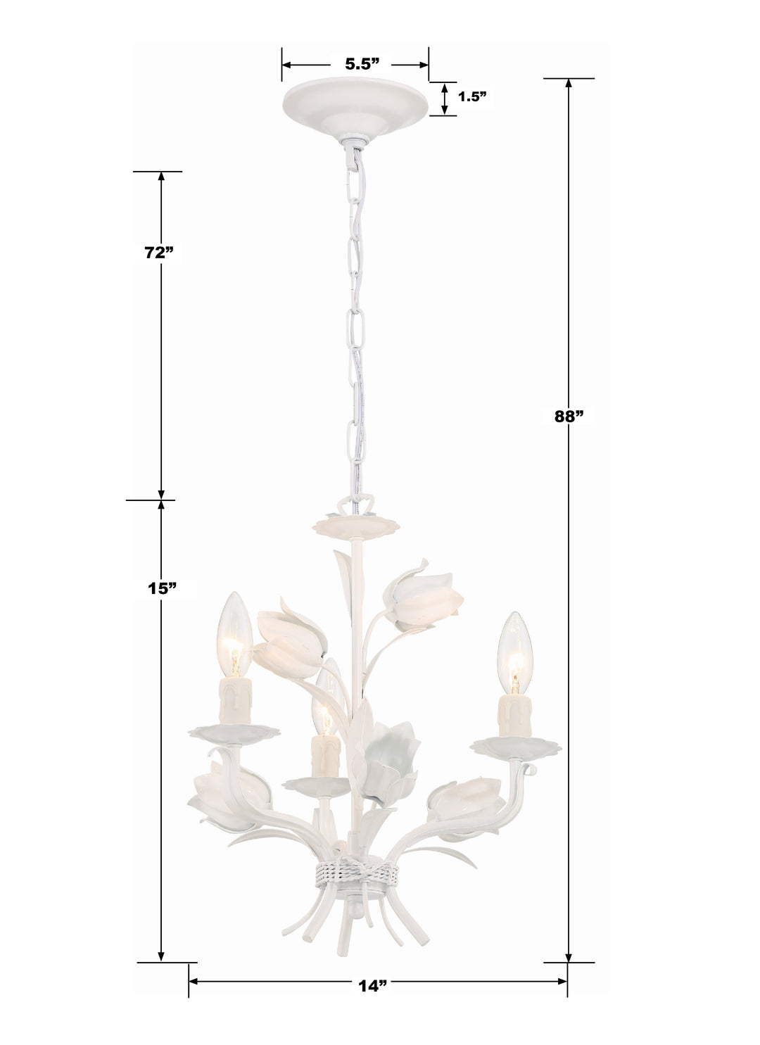 Crystorama Southport 3 Light Wet White Mini Chandelier