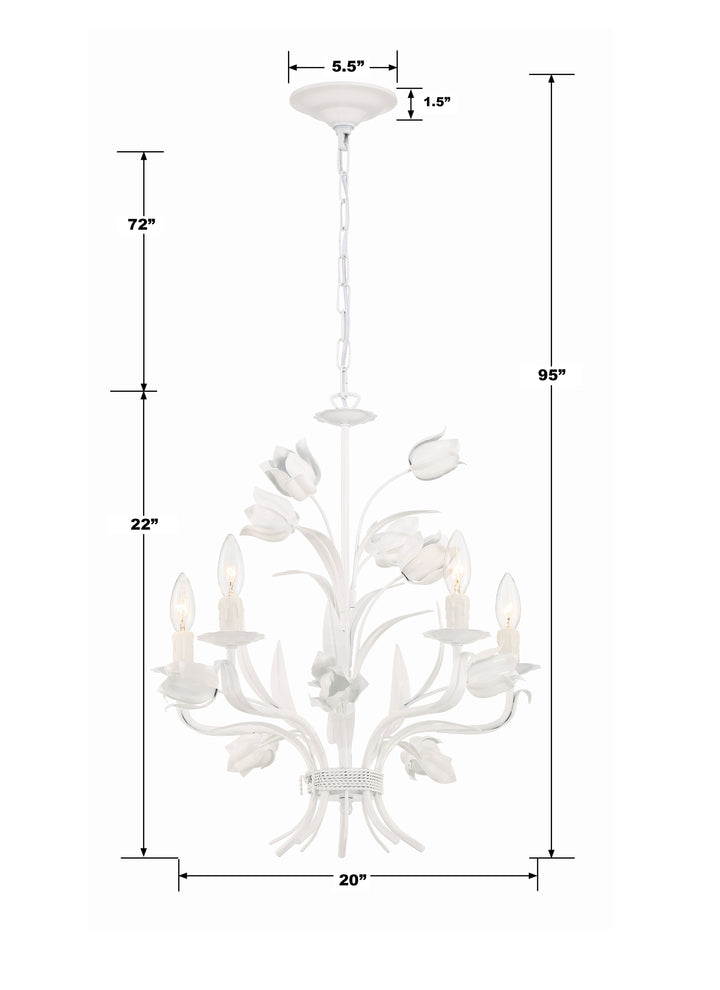 Crystorama Southport 5 Light Wet White Chandelier