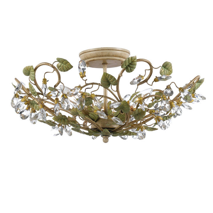 Crystorama Josie 5 Light Champagne Green Tea Semi Flush Mount