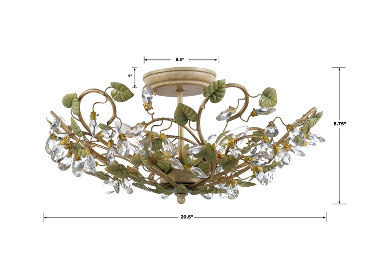 Crystorama Josie 5 Light Champagne Green Tea Semi Flush Mount