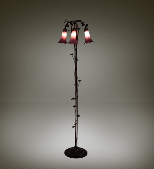 58" High Lavender Tiffany Pond Lily 3 Light Floor Lamp