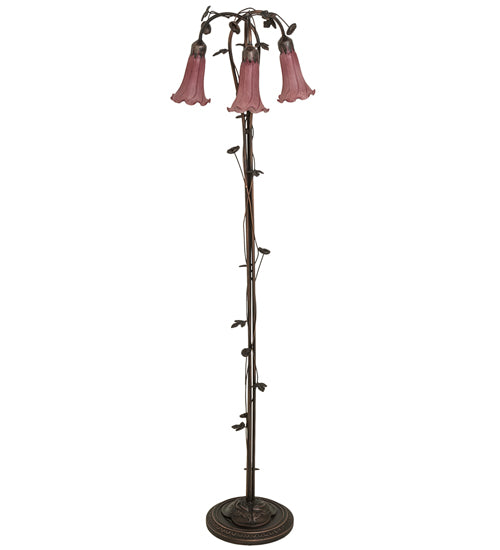 58" High Lavender Tiffany Pond Lily 3 Light Floor Lamp