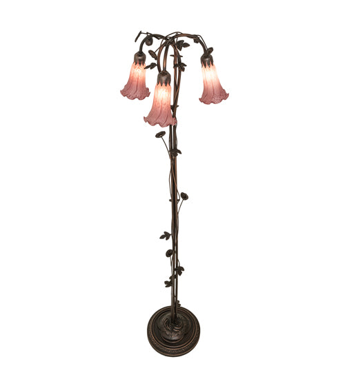 58" High Lavender Tiffany Pond Lily 3 Light Floor Lamp