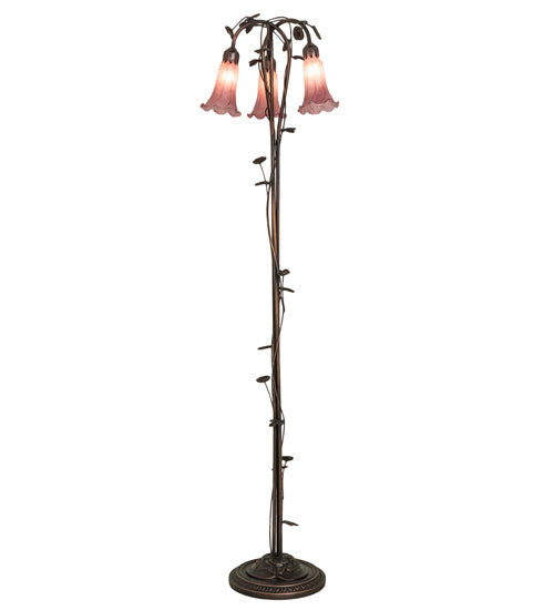 58" High Lavender Tiffany Pond Lily 3 Light Floor Lamp