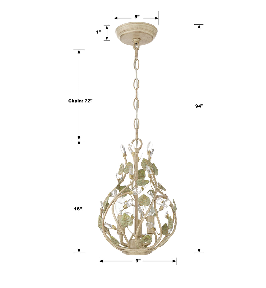 Crystorama Josie 3 Light Champagne Green Tea Mini Chandelier