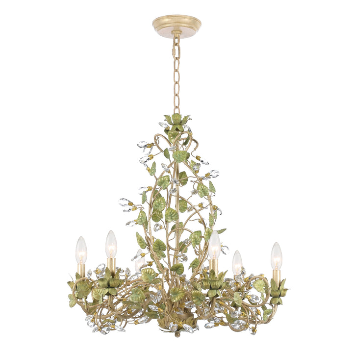 Crystorama Josie 6 Light Champagne Green Tea Chandelier