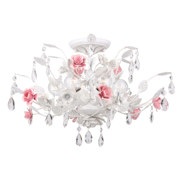 Crystorama Lola 6 Light Wet White Semi Flush Mount