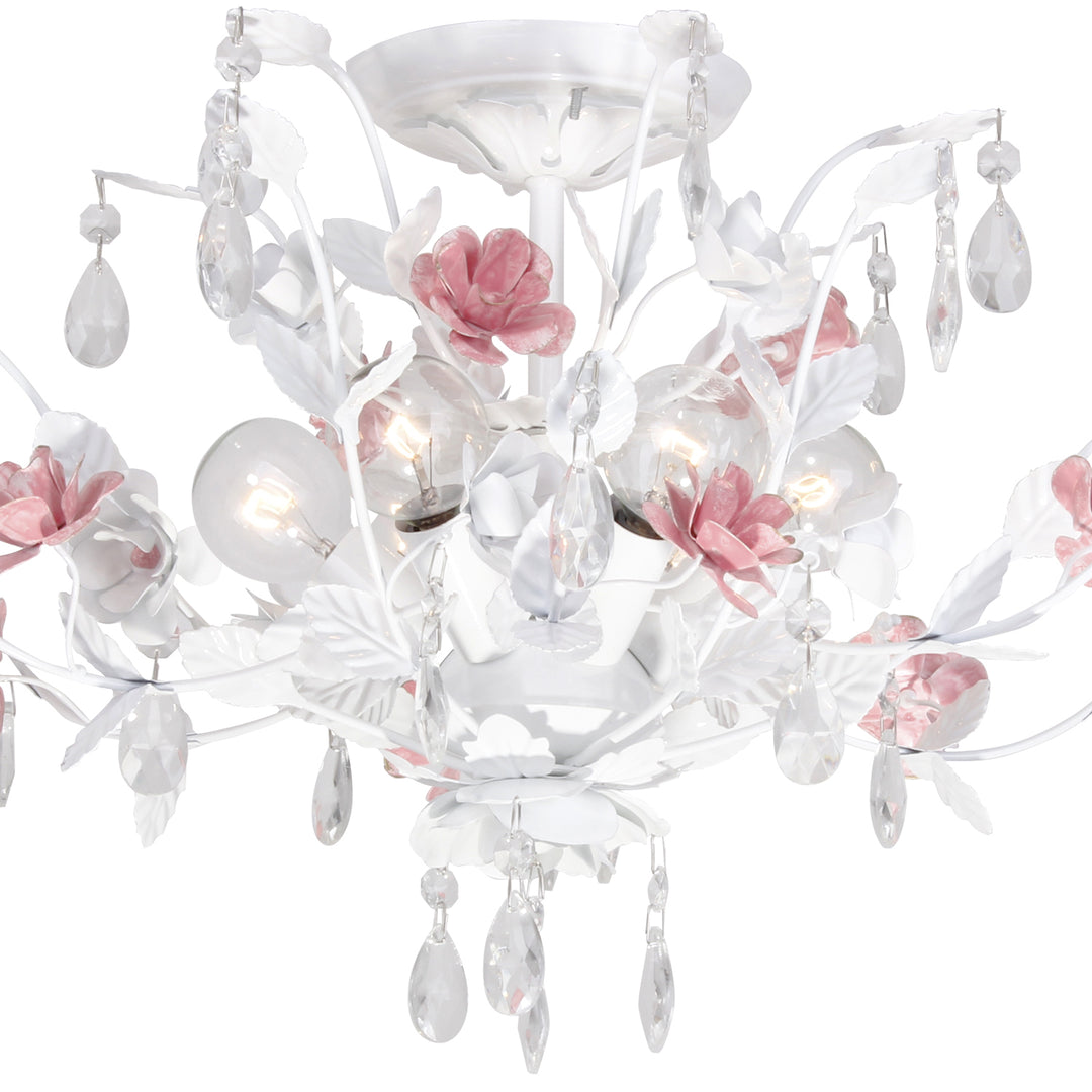 Crystorama Lola 6 Light Wet White Semi Flush Mount