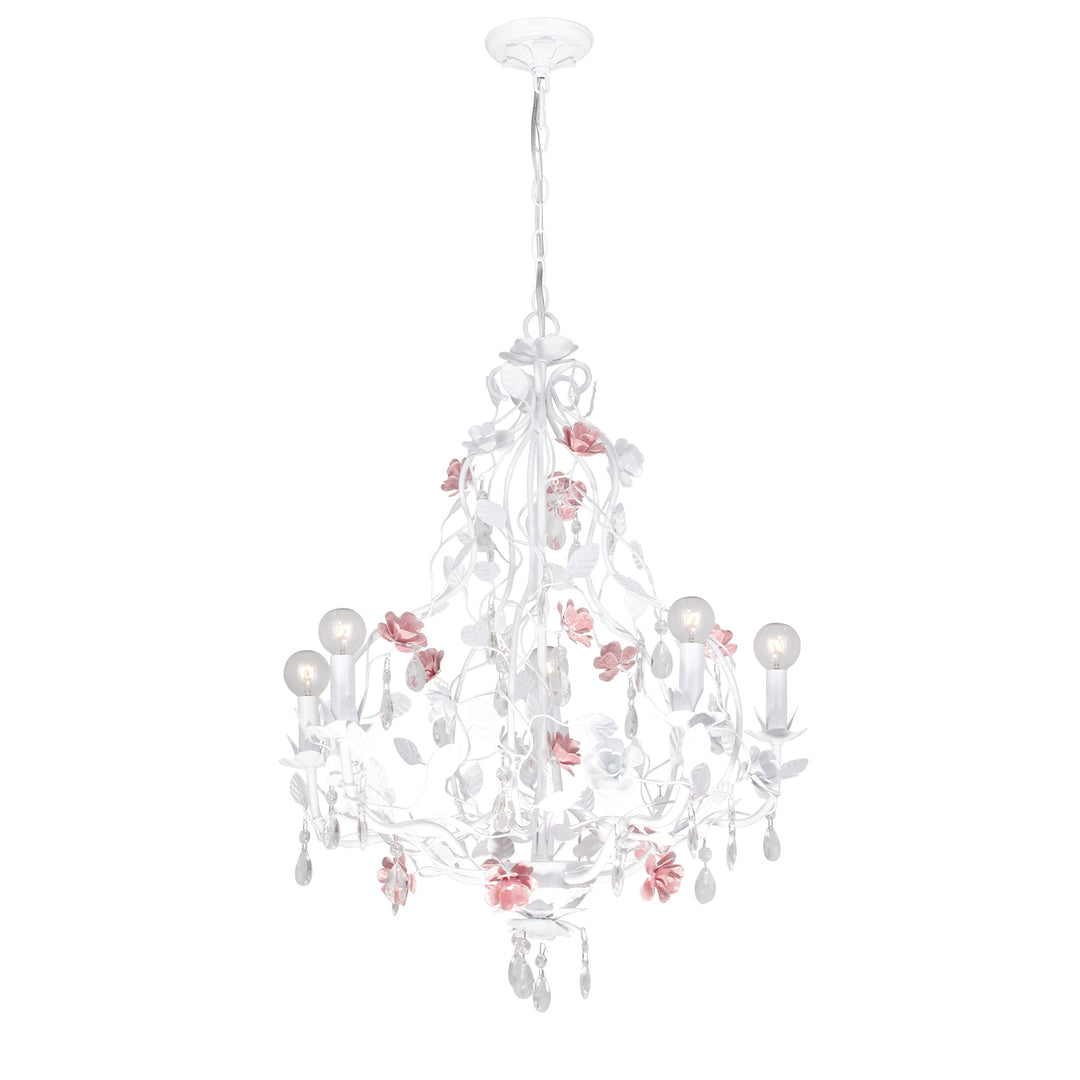 Crystorama Lola 5 Light Wet White Chandelier