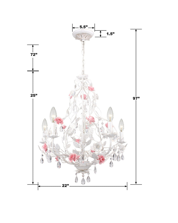 Crystorama Lola 5 Light Wet White Chandelier