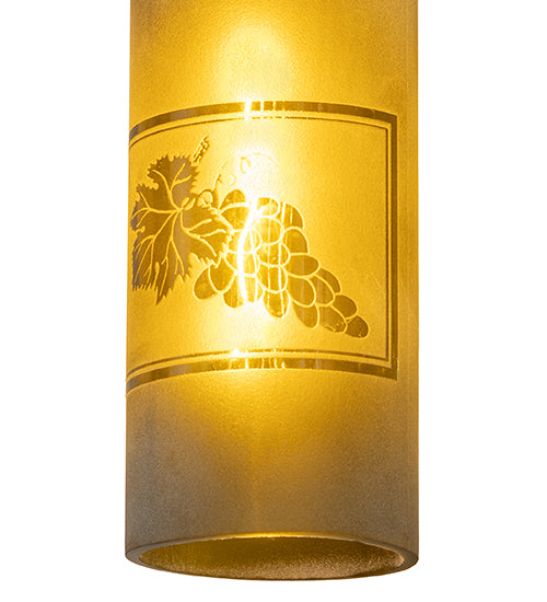 5"W Tuscan Vineyard Etched Grapes Wine Bottle Wall Sconce