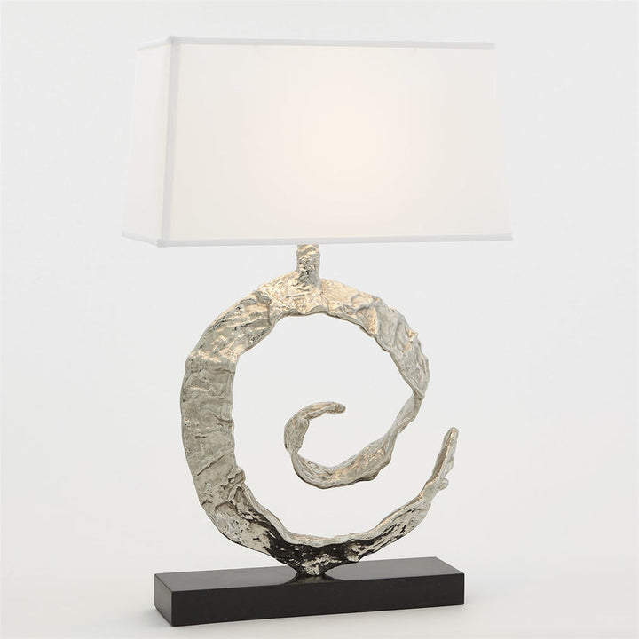 Swirl Lamp, Nickel With Black Granite