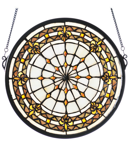 13" Round Fleur-De-Lis Medallion Stained Glass Window