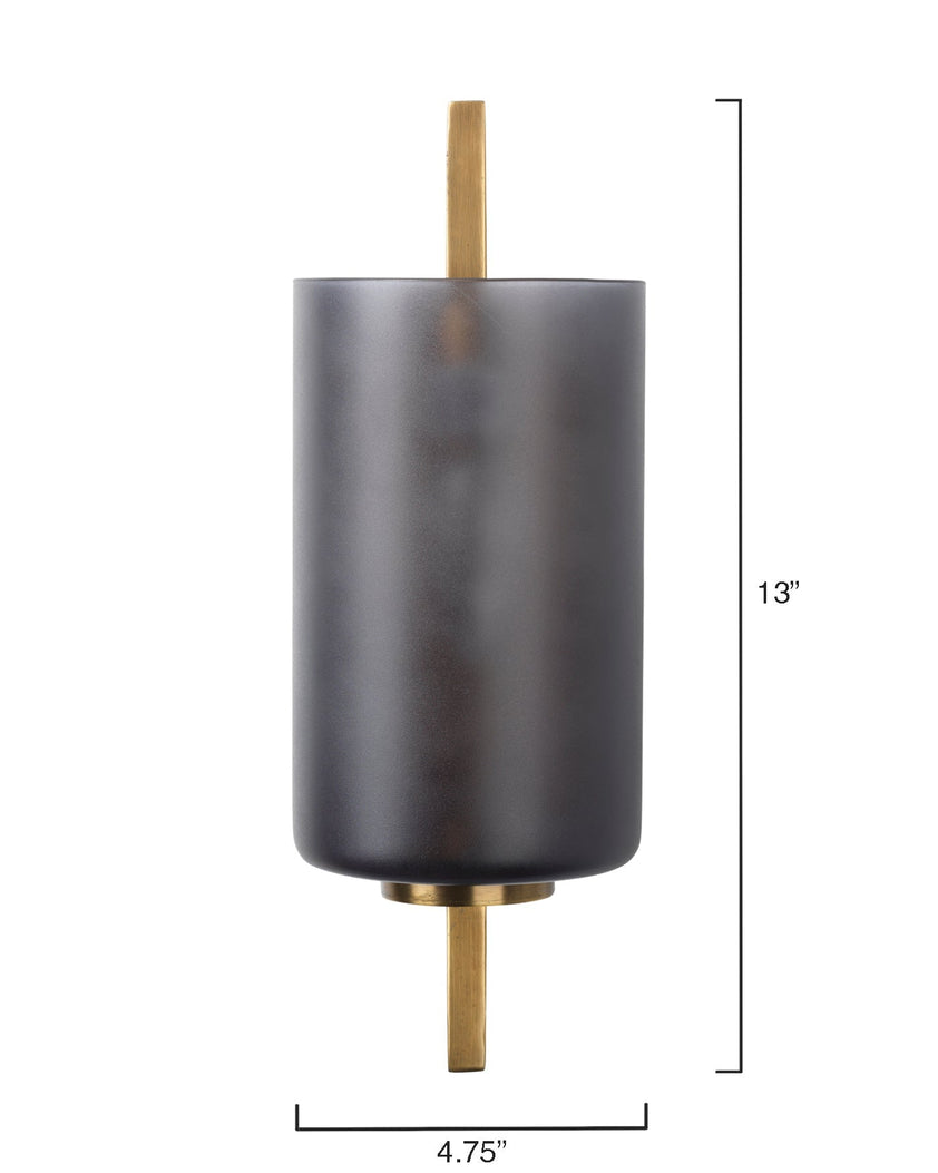 Blueprint Sconce-Antique Brass-Grey Glass