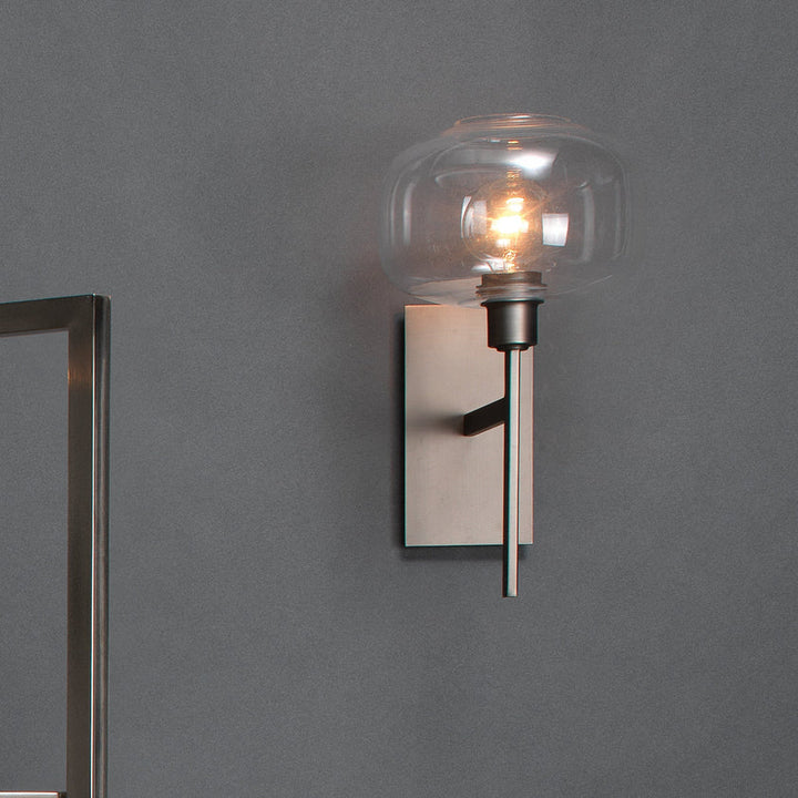 Scando Mod Sconce-Gunmetal-Clear Glass