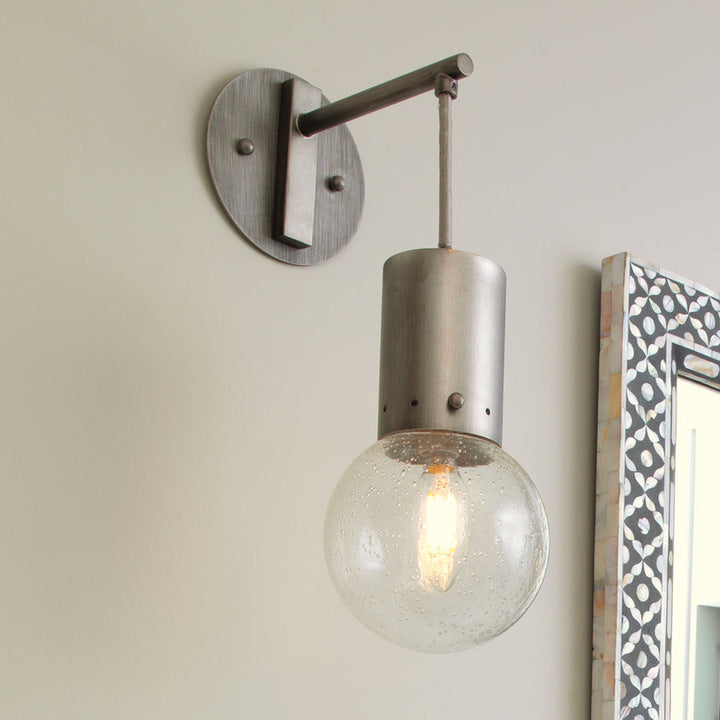 Strada Pendant Sconce-Gunmetal-Clear Glass