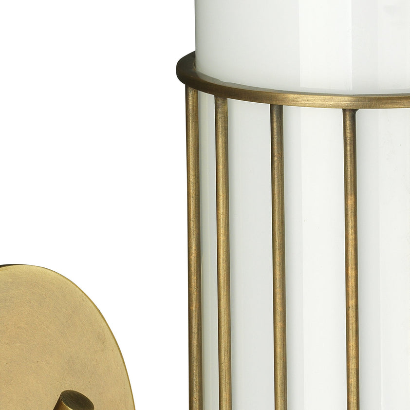 Torino Wall Sconce-Antique Brass-White